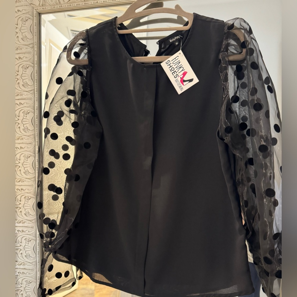 Size small sheer sleeve blouse, NWT